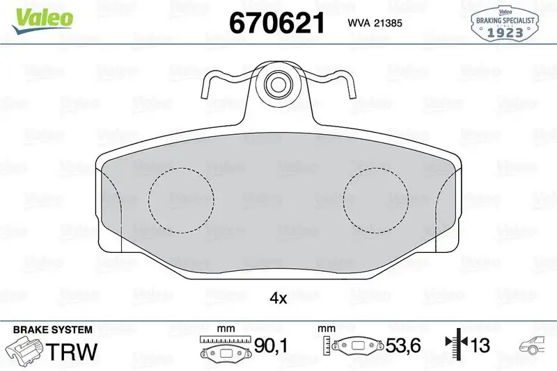 VALEO 670621 Arka Fren Balatası