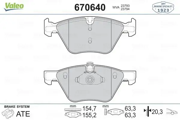 VALEO 670640 Ön Fren Balatası