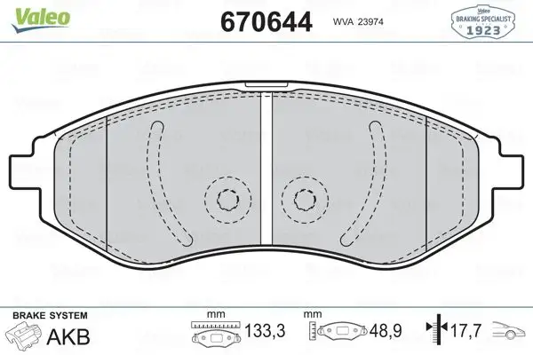VALEO 670644 Ön Fren Balatası 96534653