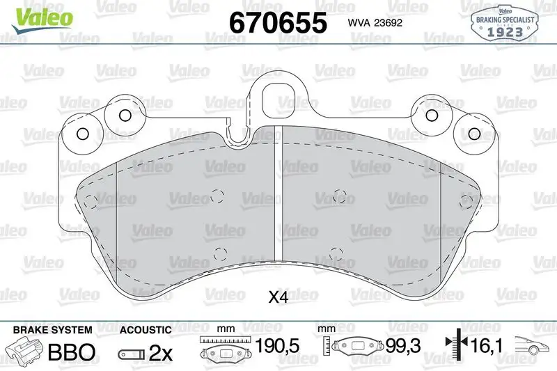 VALEO 670655 Ön Fren Balatası