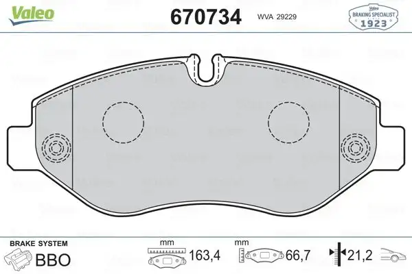 VALEO 670734 Ön Fren Balatası
