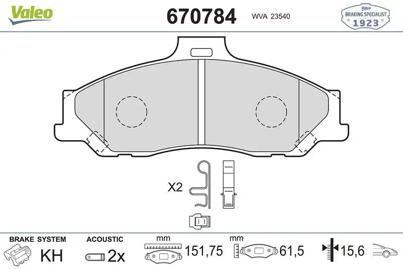VALEO 670784 Ön Fren Balatası