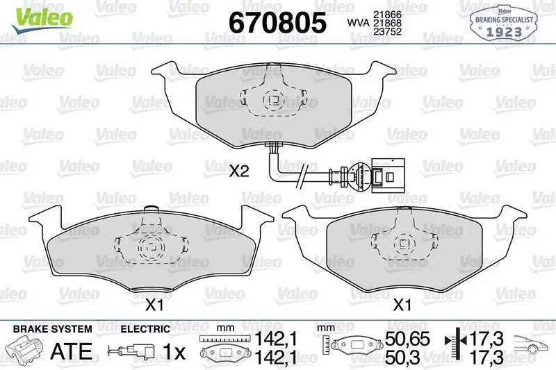 VALEO 670805 Ön Fren Balatası 6Q0698151B
