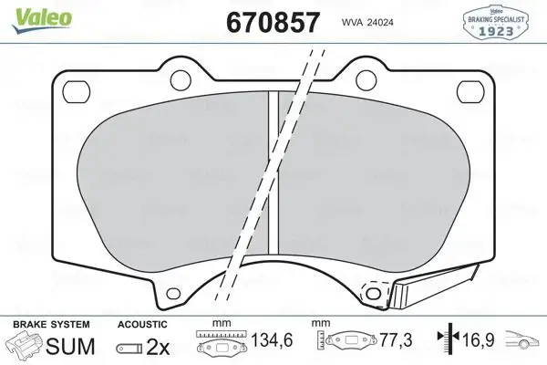 VALEO 670857 Ön Fren Balatası