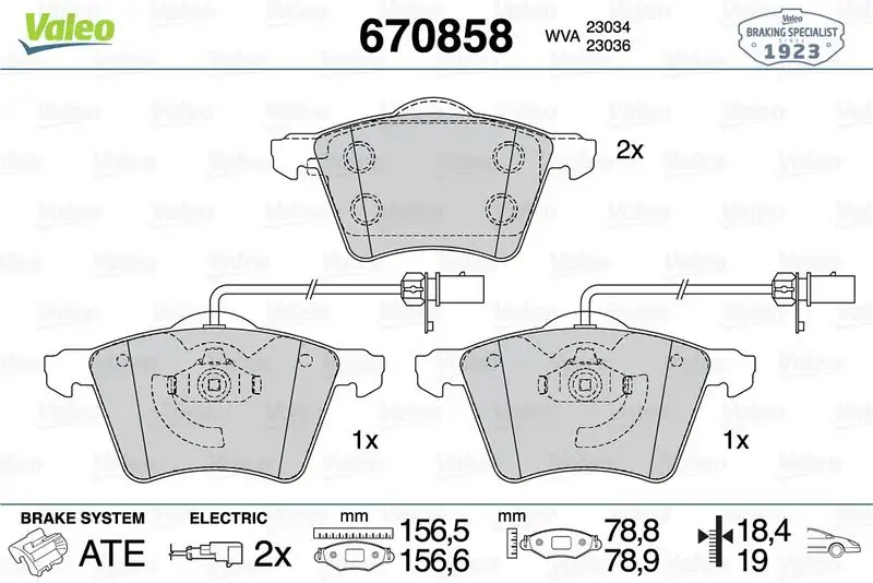 VALEO 670858 Ön Fren Balatası 7D0698151A