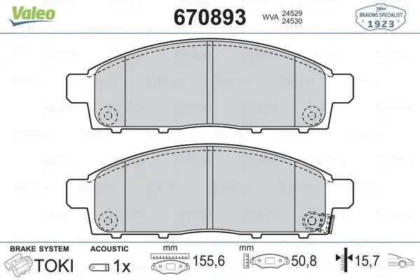 VALEO 670893 Ön Fren Balatası