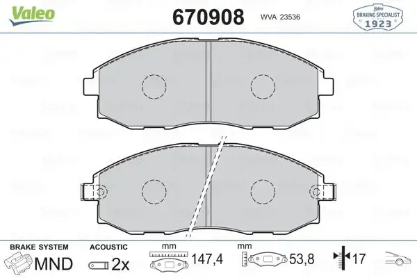 VALEO 670908 Ön Fren Balatası