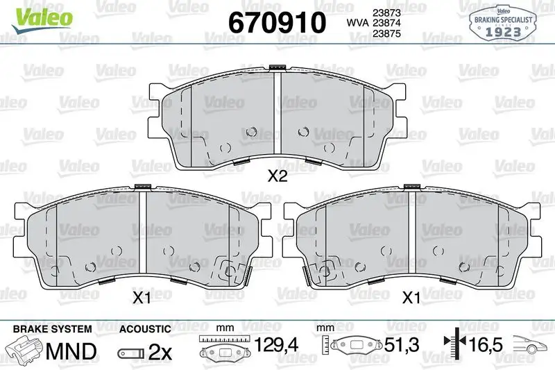 VALEO 670910 Ön Fren Balatası
