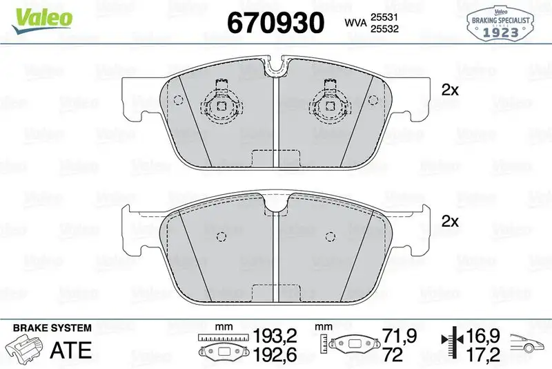 VALEO 670930 Ön Fren Balatası