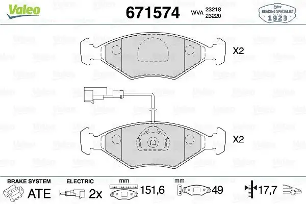 VALEO 671574 Ön Fren Balatası