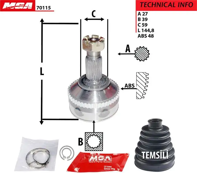 MGA 70115 Aks Kafası (Dış) 9626083988