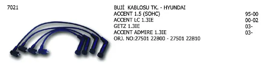 ÜNÜVAR 7021 Buji Kablosu 2750122B00