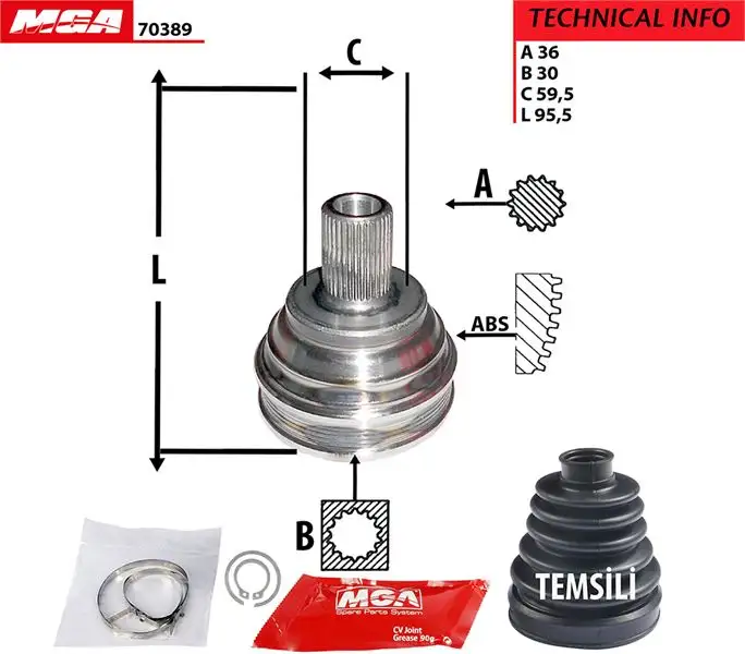 MGA 70389 Aks Kafası (Dış) 1K0498099E