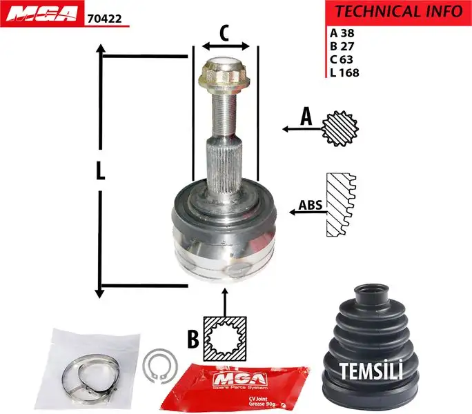 MGA 70422 Aks Kafası (Dış) 7H0498099