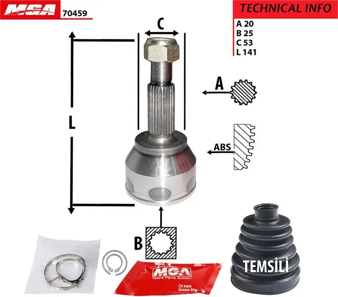 MGA 70459 Aks Kafası (Dış) 2S613A327AB