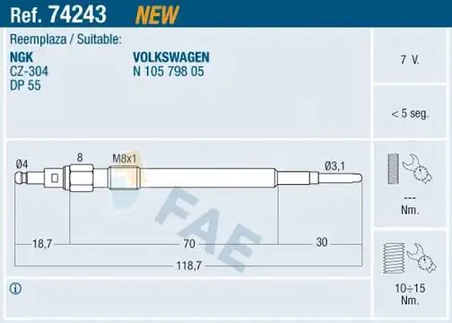 FAE 74243 Kızdırma Bujisi N10579805