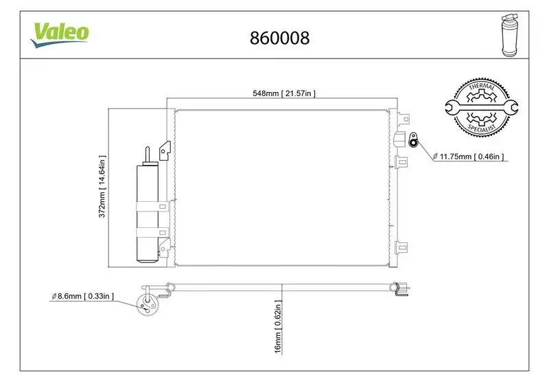 VALEO 860008 Klima Radyatörü 8200086193