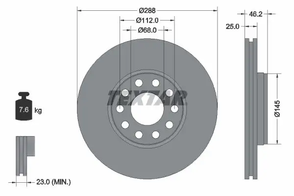 TEXTAR 92121005 Ön Fren Diski JZW615301B