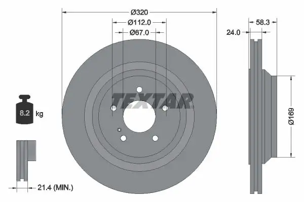 TEXTAR 92160705 Arka Fren Diski A2214231012