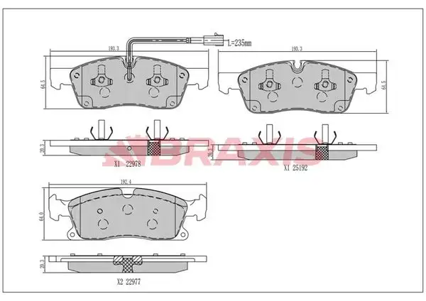 BRAXIS AA0717 Ön Fren Balatası 673004427