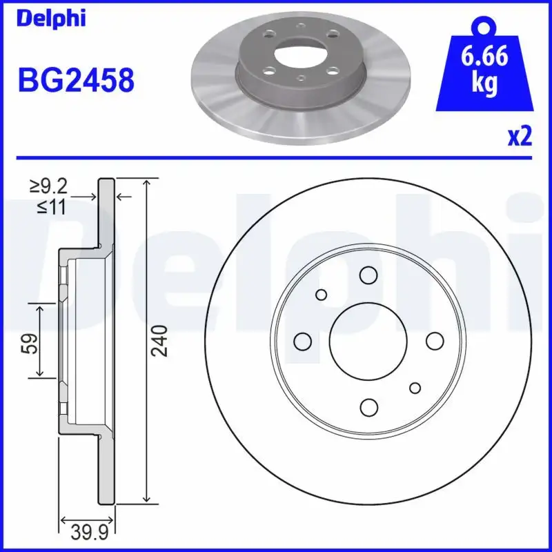DELPHI BG2458 Ön Fren Diski