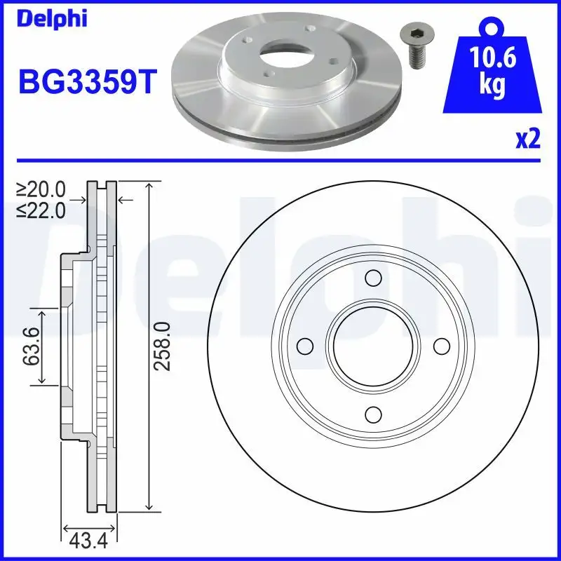 DELPHI BG3359T Ön Fren Diski