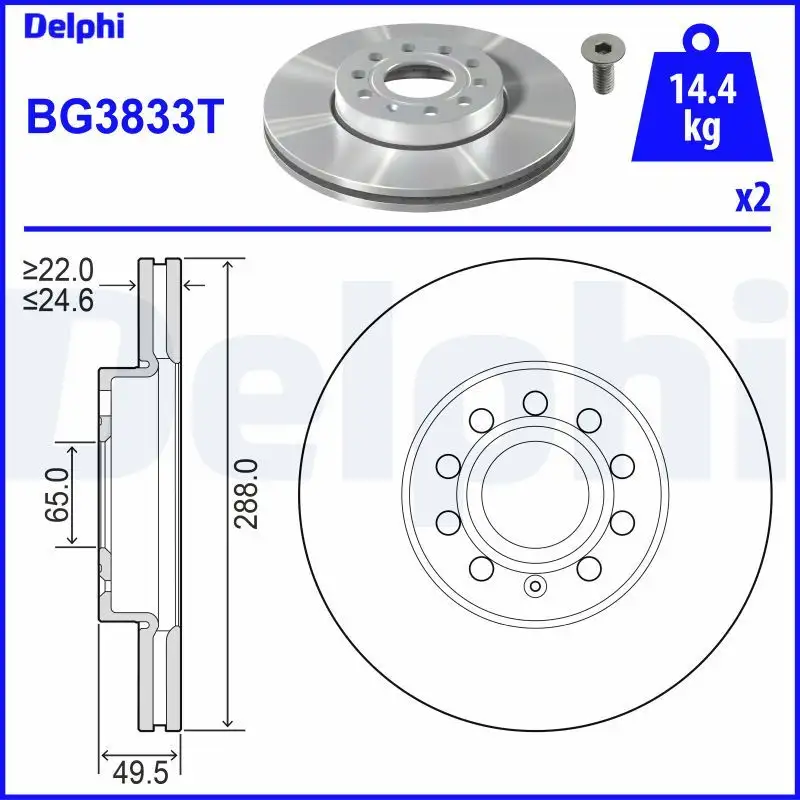 DELPHI BG3833T Ön Fren Diski