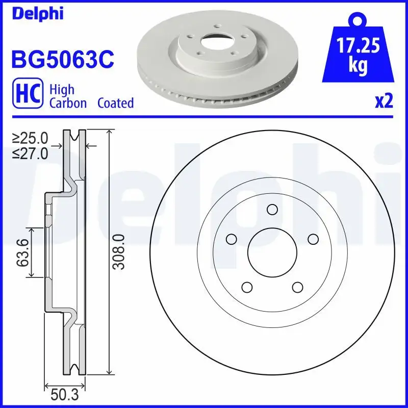 DELPHI BG5063C Ön Fren Diski JX611125BEB