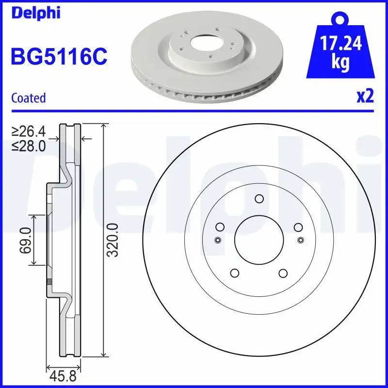 DELPHI BG5116C Ön Fren Diski 4615A230
