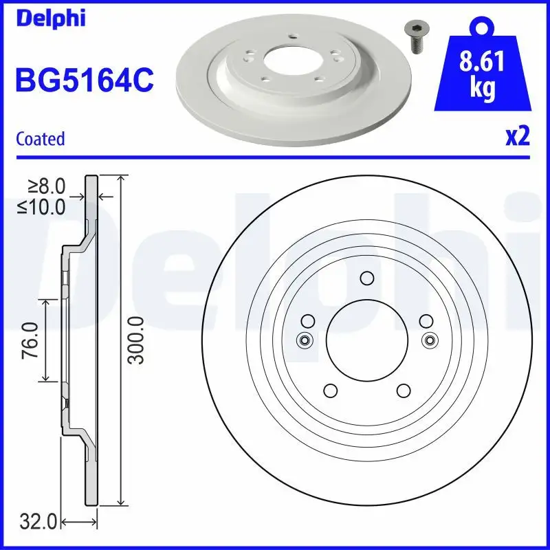 DELPHI BG5164C Arka Fren Diski 58411N7000