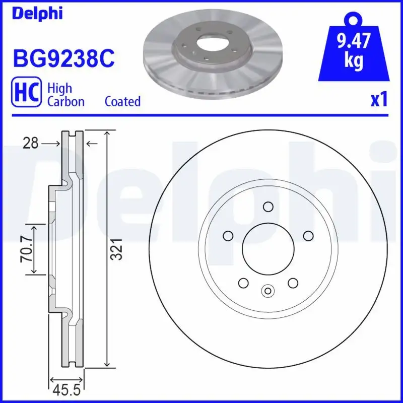 DELPHI BG9238C Ön Fren Diski 13521005