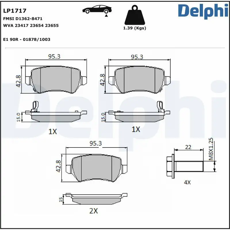 DELPHI LP1717 Arka Fren Balatası