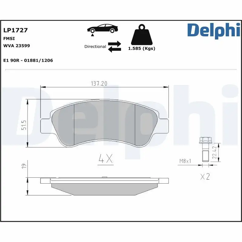 DELPHI LP1727 Ön Fren Balatası