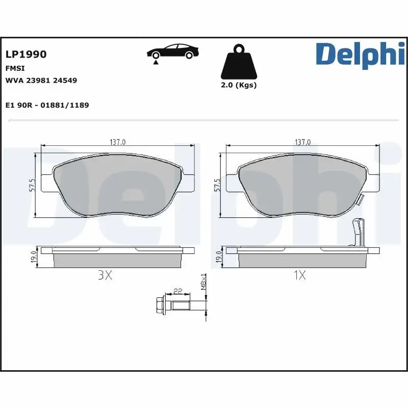 DELPHI LP1990 Ön Fren Balatası 93169175