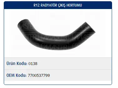 MASTER M0138 Radyatör Alt Hortumu 7700537799