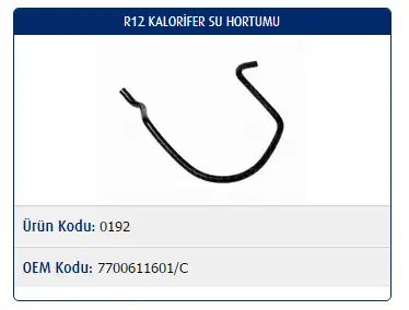 MASTER M0192 Kalorifer Hortumu 7700611601C