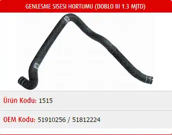 MASTER M1515 Yedek Su Deposu Hortumu 51812224