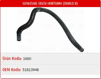 MASTER M1660 Yedek Su Deposu Hortumu 51813948