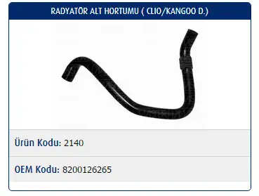 MASTER M2140 Radyatör Alt Hortumu 8200126265