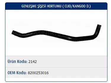 MASTER M2142 Yedek Su Deposu Hortumu 8200253016