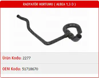 MASTER M2277 Radyatör Alt Hortumu 51718670