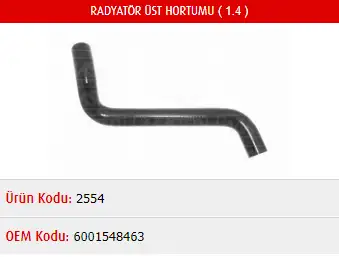 MASTER M2554 Radyatör Üst Hortumu 6001548463