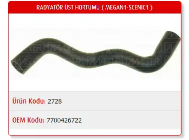 MASTER M2728 Radyatör Üst Hortumu 7700426722