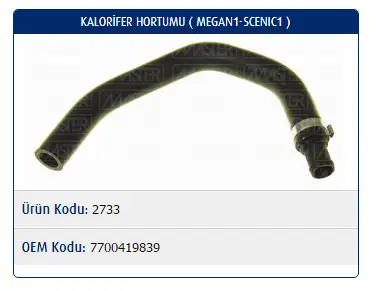 MASTER M2733 Kalorifer Hortumu 7700419839