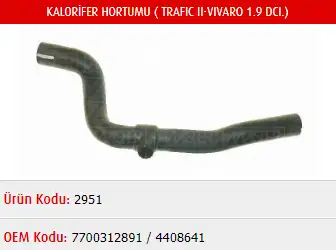 MASTER M2951 Kalorifer Hortumu 7700312891
