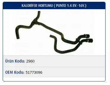 MASTER M2960 Kalorifer Hortumu 51773096