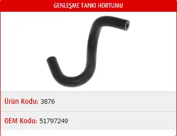 MASTER M3876 Yedek Su Deposu Hortumu 51797249