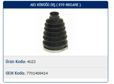 MASTER M4023 Dış Aks Körüğü 7701469414