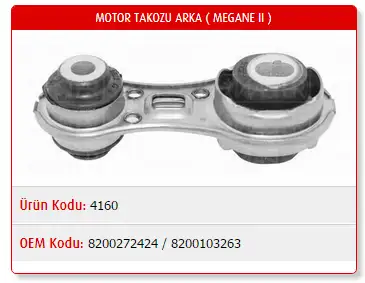 MASTER M4160 Motor Takozu (Arka) 8200272424