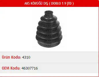 MASTER M4310 Dış Aks Körüğü 46307716